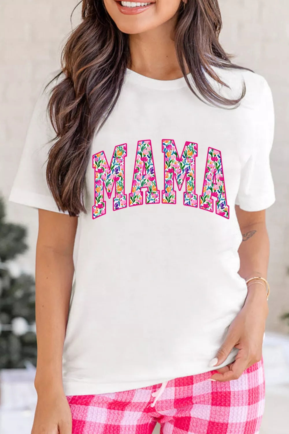 Full Size Floral Mama Graphic Casual Short Sleeve T-Shirt Plus Size New Era Fashion LLc