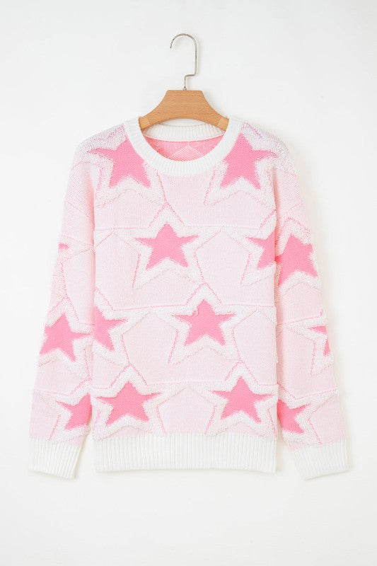 Star Ribbed Trim Drop Shoulder Oversized Sweater Shop Style & More | Fresh Looks, Everyday Deals & Free Shipping