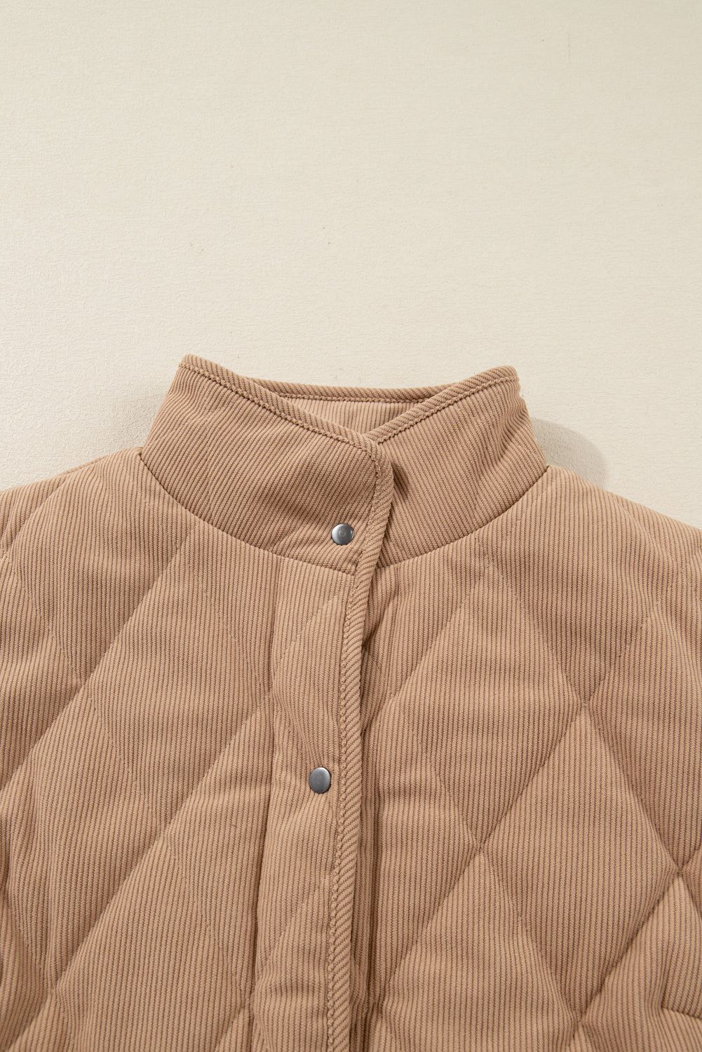 Camel Plus Size Quilted Cord Snap Button Vest Jacket Garden Naked Curves