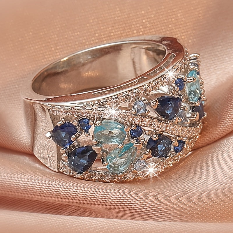 Bohemian Women's Couple Fashion Elegant Glass Synthetic Zirconia Gift Ring NovaCart