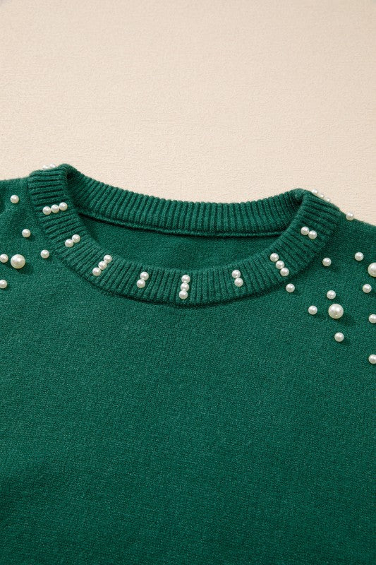 Solid Pearl Drop Shoulder Round Neck Sweater Shop Style & More | Fresh Looks, Everyday Deals & Free Shipping