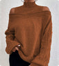 Women’s Elegant Off-Shoulder Turtleneck Sweater — Long Sleeve Knit Top FitiqueFit