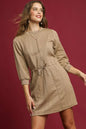 Umgee Drawstring Cable Knit Mini Dress with Pockets West2East Surf
