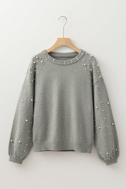 Solid Pearl Drop Shoulder Round Neck Sweater Shop Style & More | Fresh Looks, Everyday Deals & Free Shipping