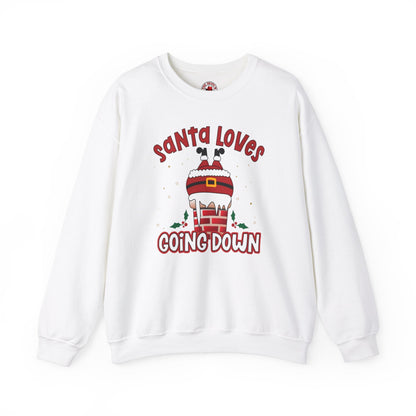 Santa Loves Going Down Crewneck Sweatshirt The Devil's Pickle
