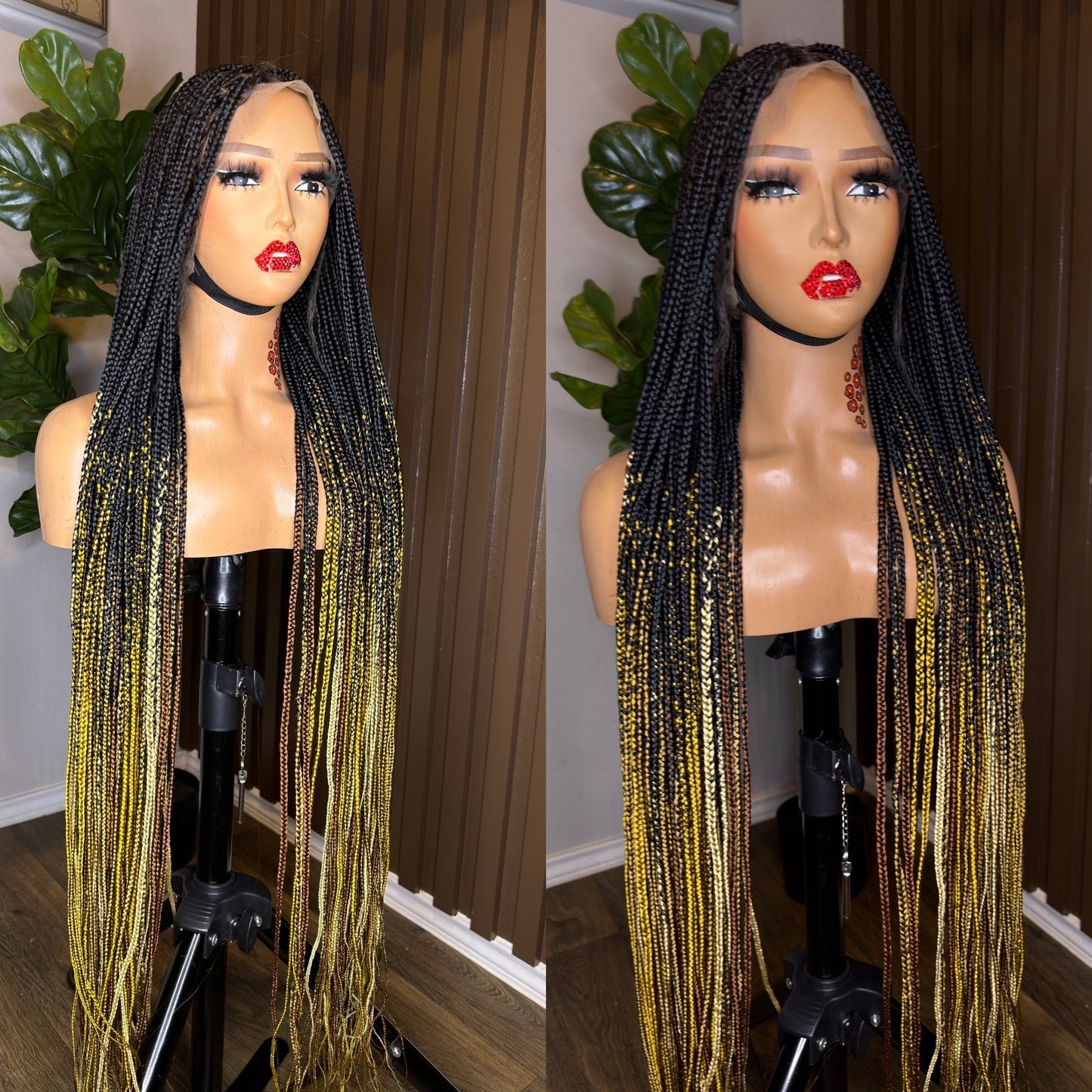 Omber mix court tips knotless braided wig HOL stores