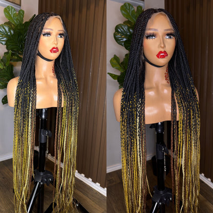 Omber mix court tips knotless braided wig HOL stores
