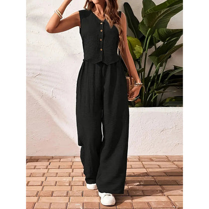 Women’s crop vest blazer wide leg pants set FitiqueFit