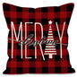 Christmas Pillowcase Linen Red Black Checkered Letter Printed Pillow Cover Holiday Living Room Decoration