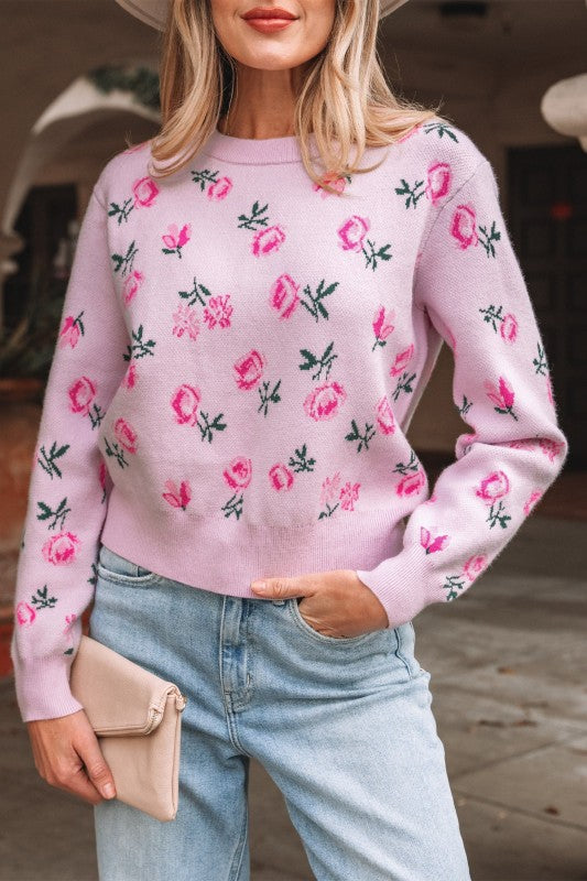 Floral Drop Shoulder Cropped Sweater Shop Style & More | Fresh Looks, Everyday Deals & Free Shipping