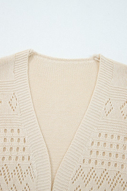 Solid Hollowed Knit Open Front Cardigan Sweater Shop Style & More | Fresh Looks, Everyday Deals & Free Shipping