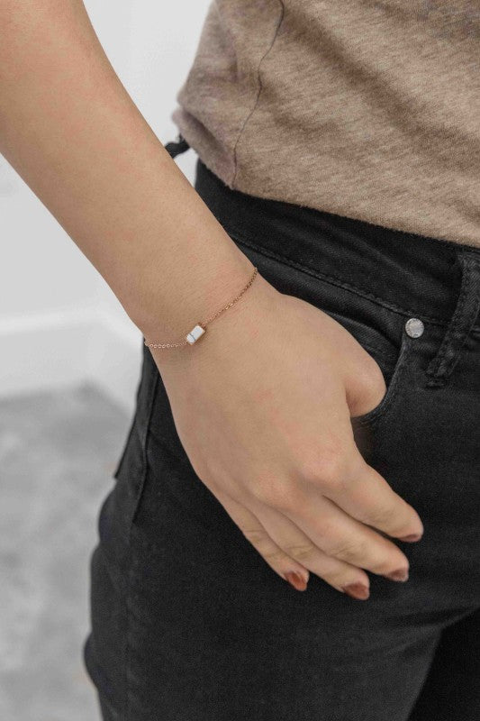 Beaming Bar Stone Bracelet | Rose Gold (14K) Shop Style & More | Fresh Looks, Everyday Deals & Free Shipping