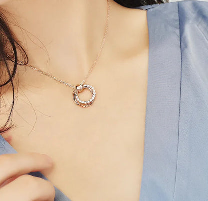 Circle Sparkling Diamond Earrings and Necklace Set