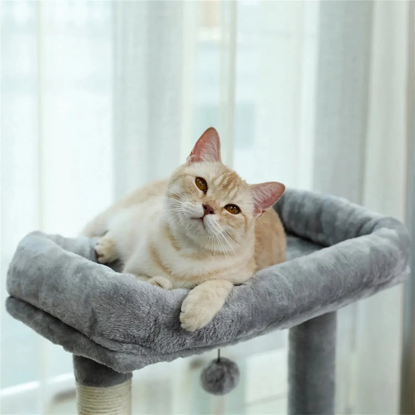Deluxe 56" Cat Tree for Indoor Cats - Spacious Cat Tower with Plush Perches, Cozy Basket, and Durable Scratching Posts in Gray