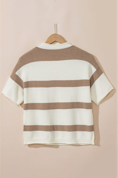 Stripe Knit Dropped Short Sleeve Sweater Shop Style & More | Fresh Looks, Everyday Deals & Free Shipping