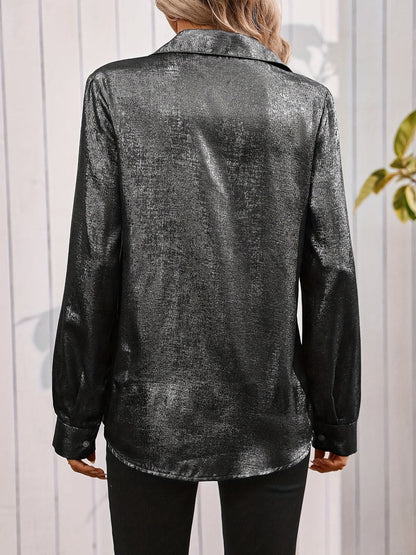 Satin Minimalist Long Sleeve Shirt FitiqueFit