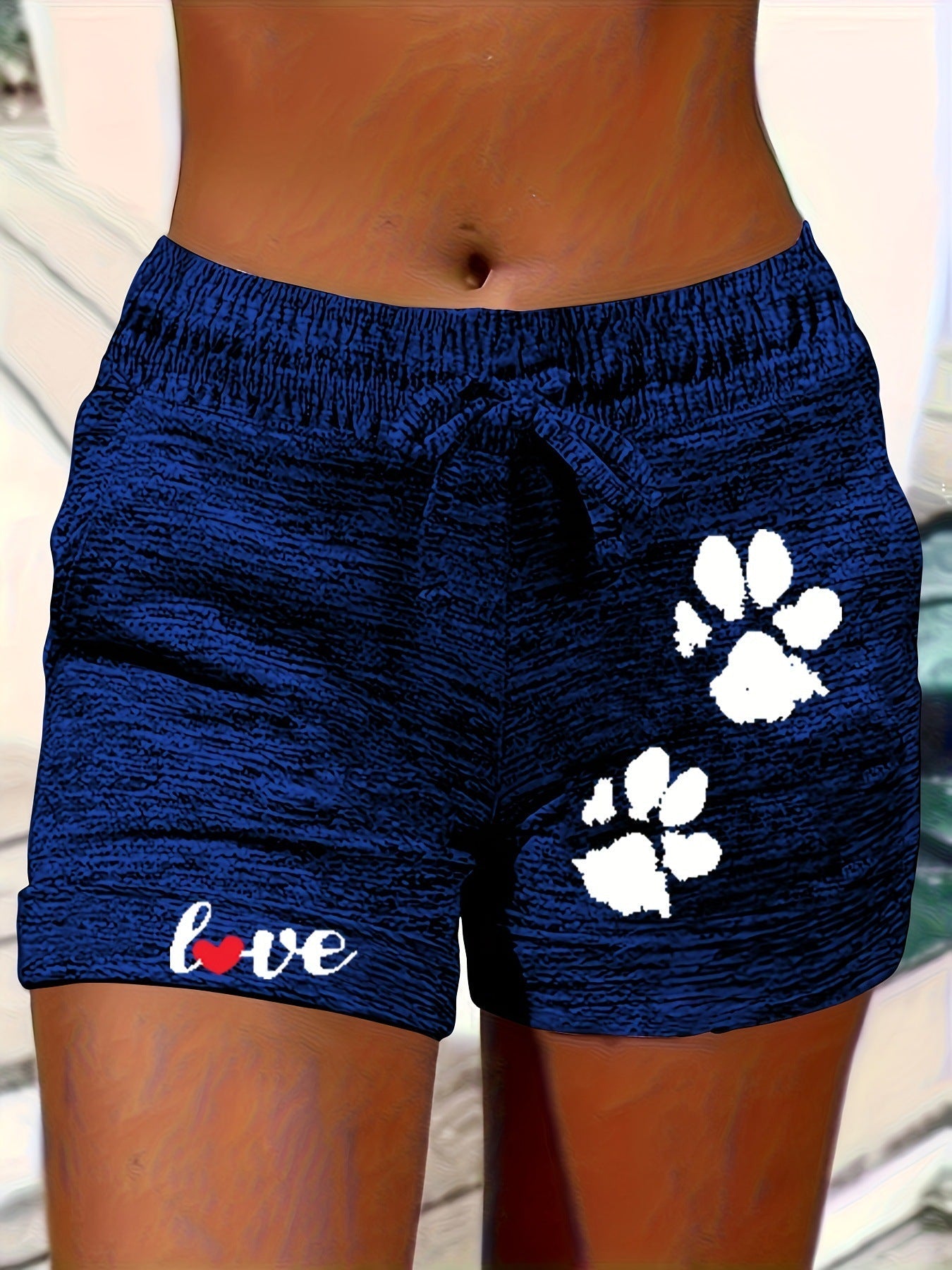 Women's Printed Elastic Waist Cropped Shorts With Pockets FitiqueFit