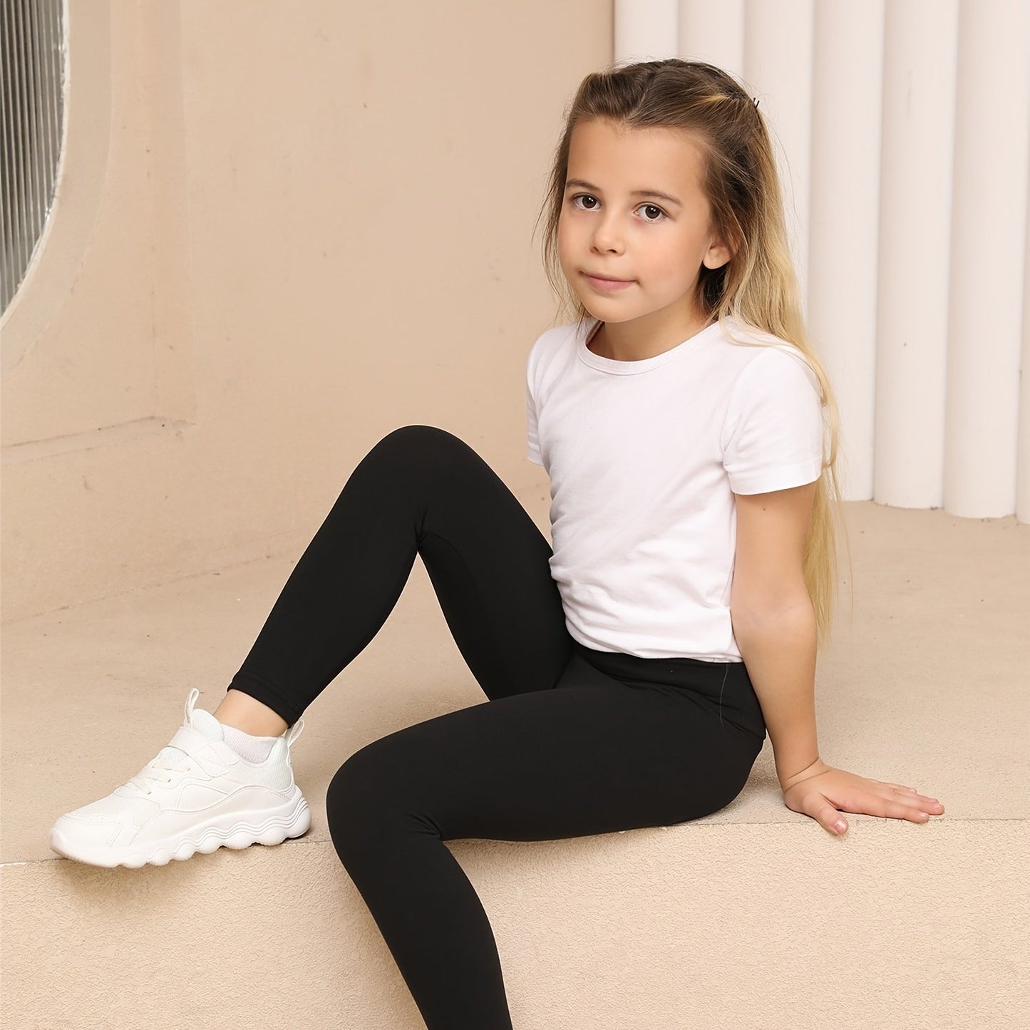 Girls' Super Soft High-Stretch Leggings - Solid Black Tight Pants with Elastic Waistband, All-Season Stretchy Leggings for Girls, Everyday & Formal Outfits - SOFTMILK NovaCart