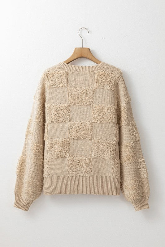 Emily Checkered Sherpa Loose Sweater Shop Style & More | Fresh Looks, Everyday Deals & Free Shipping