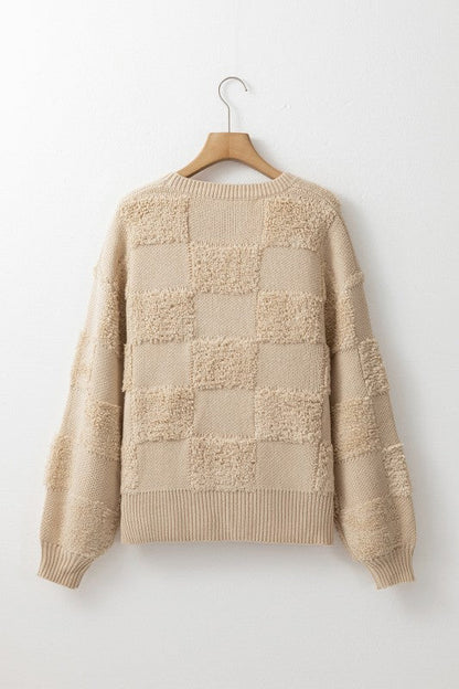 Emily Checkered Sherpa Loose Sweater Shop Style & More | Fresh Looks, Everyday Deals & Free Shipping