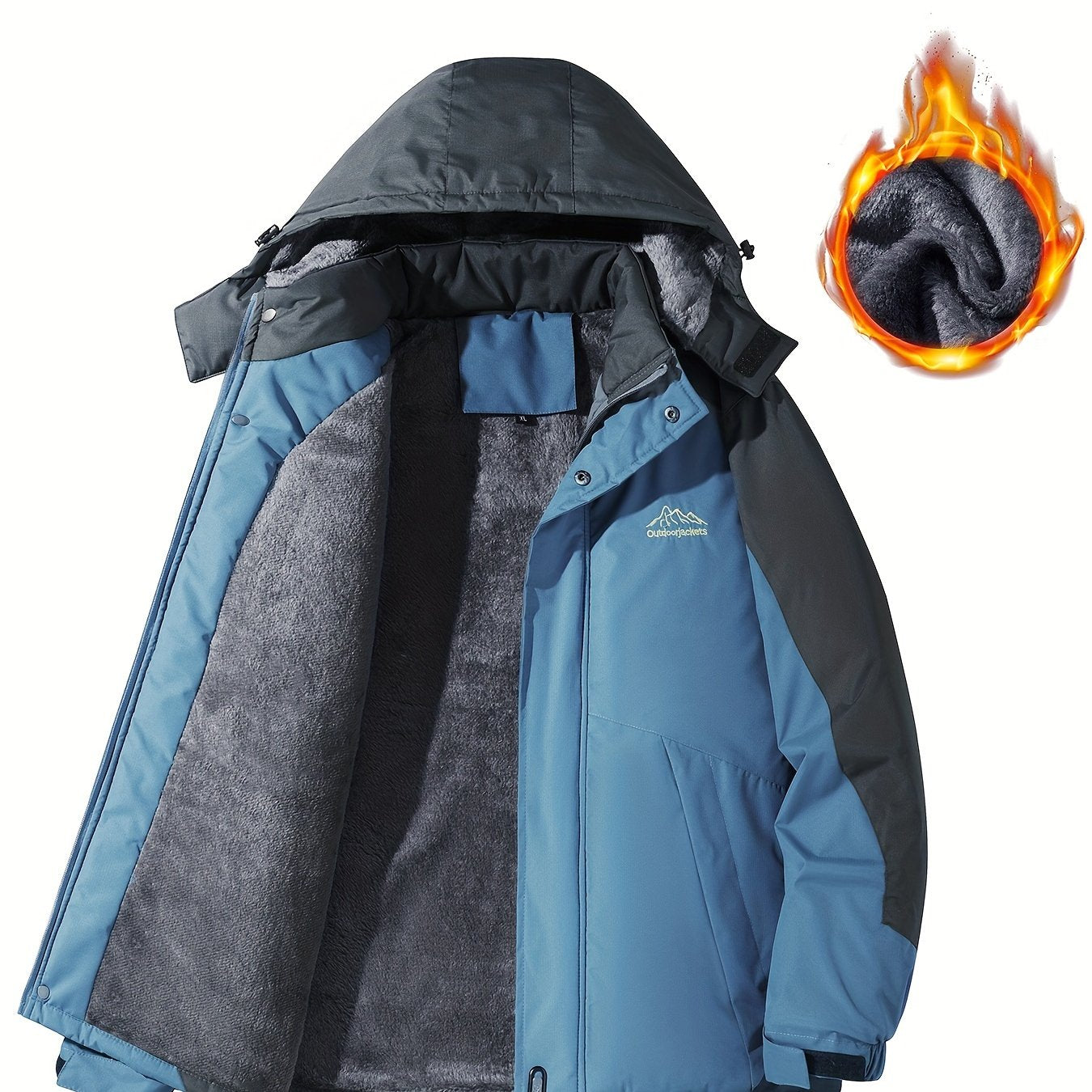 Men'S Outdoor Storm Jacket | Warm, Breathable, Thick Pile, Stand Collar, Regular Fit, Blue Color, Casual Style, Zipper Detail, Suitable for Spring, Autumn, Winter NovaCart