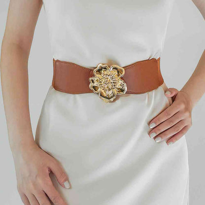 Flower Elegance Alloy Buckle Elastic Belt – Stylish Floral Design See size chart under “more details” The Fashion Celestial