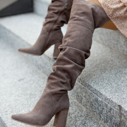 Fall Winter Fashion High Heel Pointed Toe Suede Women's Over-the-knee Boots See size chart under “more details” The Fashion Celestial