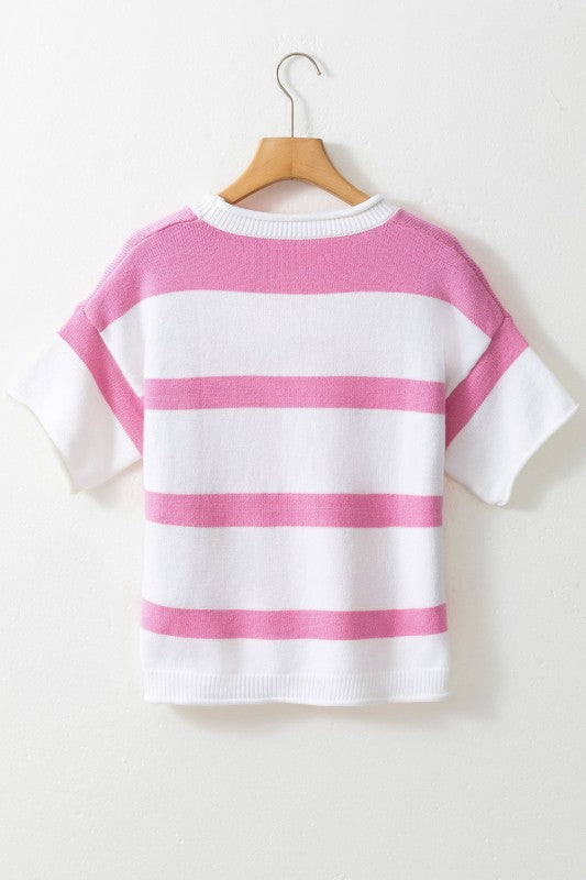 Stripe Knit Dropped Short Sleeve Sweater Shop Style & More | Fresh Looks, Everyday Deals & Free Shipping
