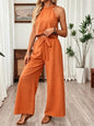 Women's Halter Neck Cropped Top & Wide-Leg Pants Two-Piece Set FitiqueFit