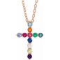 14K Rose Natural Multi-Gemstone & .03 CT Natural Diamond Cross 16-18" Necklace Ethereal Legacy Boutiques