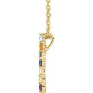 14K Yellow Natural Multi-Gemstone & .03 CT Natural Diamond Cross 16-18" Necklace Ethereal Legacy Boutiques