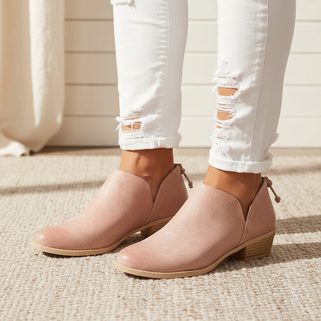 Women's Retro Chunky Heel Ankle Boots – Block Heel Faux Suede FitiqueFit