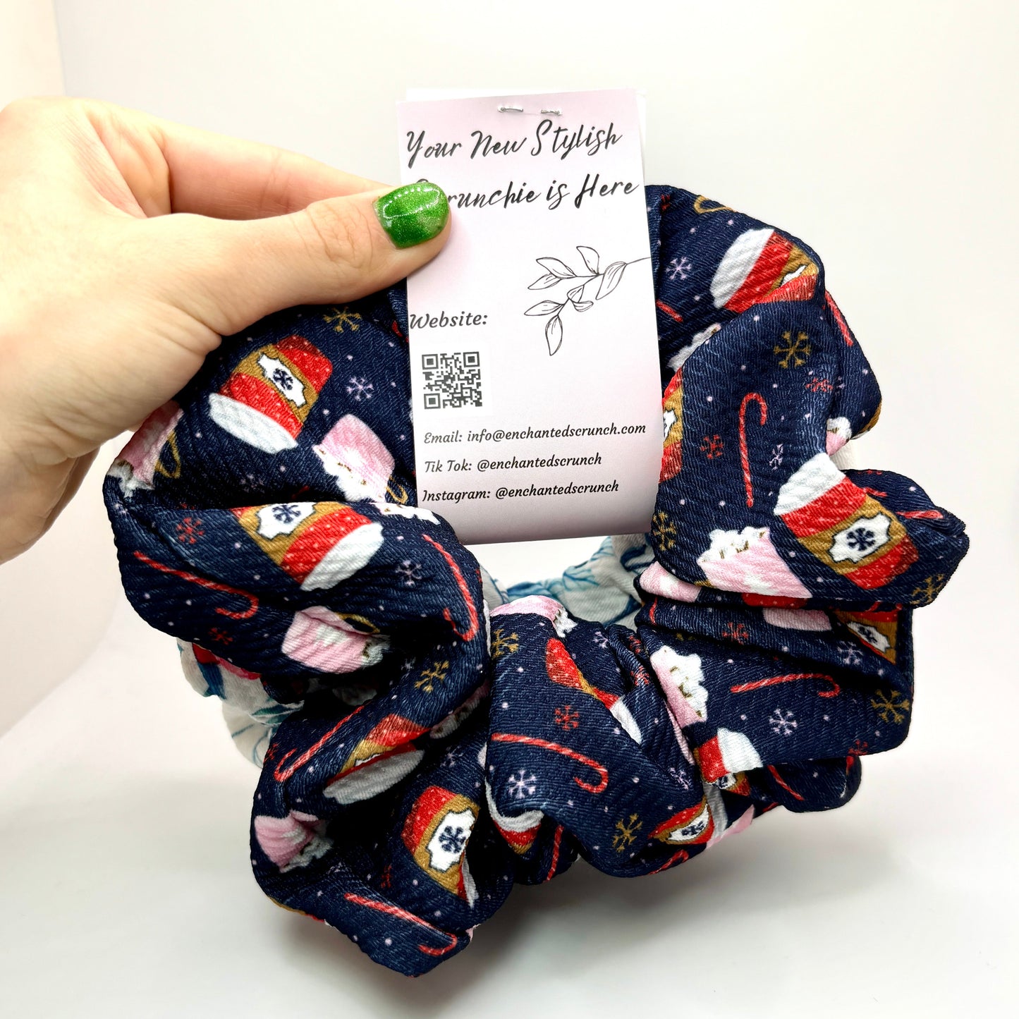 Poinsettia and Hot Cocoa Christmas Set Scrunchie Enchanted Scrunch
