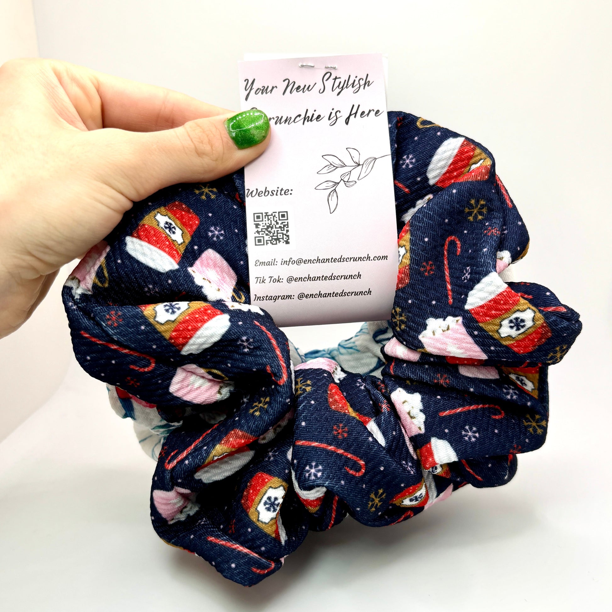 Poinsettia and Hot Cocoa Christmas Set Scrunchie Enchanted Scrunch