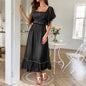 Leisure Vacation Style Stringy Selvedge Short Sleeve Dress Grayceful LLC