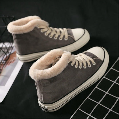 Women’s Warm Canvas Shoes | Plush Cotton Lined Flat Winter Shoes FitiqueFit