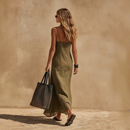 Women's Minimalist Sleeveless Slip Dress – Loose Fit Resort Style FitiqueFit