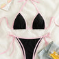Contrast Trim Tie Side 2 Piece Bikini Swimsuit, Triangle Halter Tie Back Neck Stretchy Beachwear, Cute & Sexy, Women's Swimwear & Clothing NovaCart
