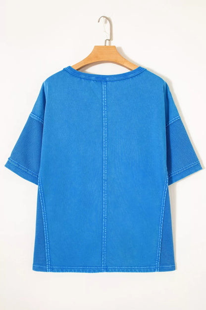 Mineral Wash Star Mesh Patchwork Oversize Tee New Era Fashion LLc