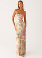 Printed Sleeveless Strap Bodycon Maxi Dress | High Waist FitiqueFit