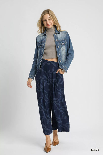 Umgee Jacquard Wide-Leg Pants West2East Surf