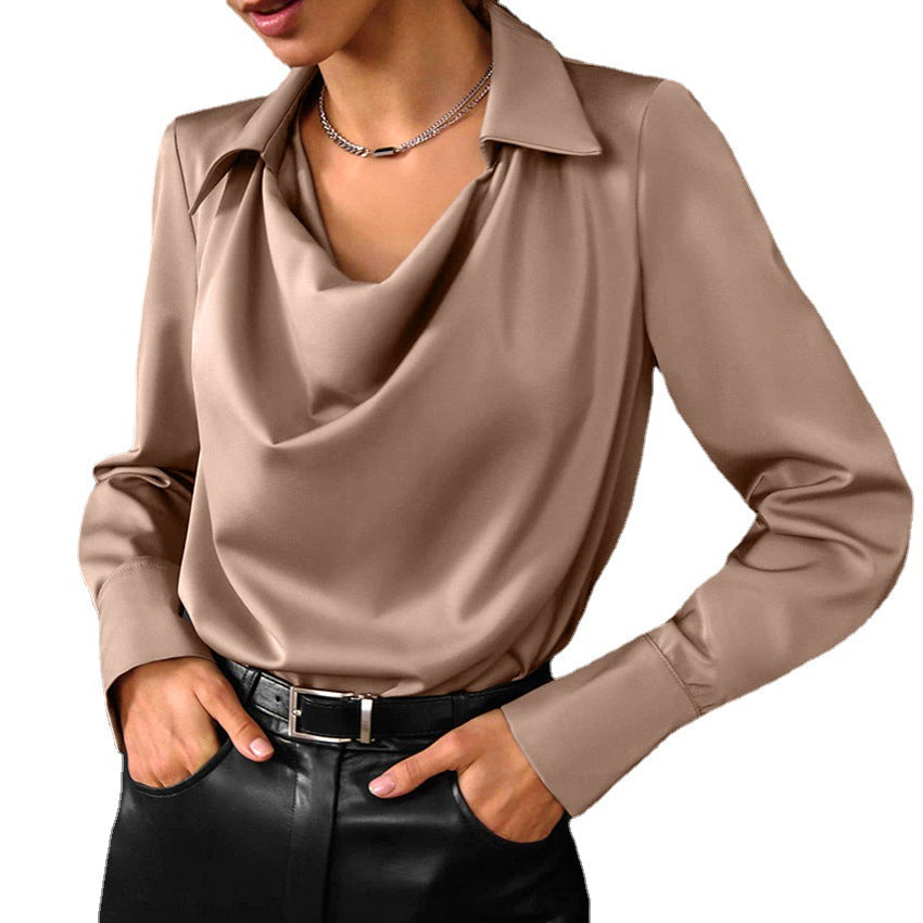Women's Fashion Long Sleeve Irregular Collar Drape Shirt See size chart under “more details” The Fashion Celestial