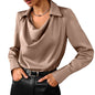 Women's Fashion Long Sleeve Irregular Collar Drape Shirt See size chart under “more details” The Fashion Celestial