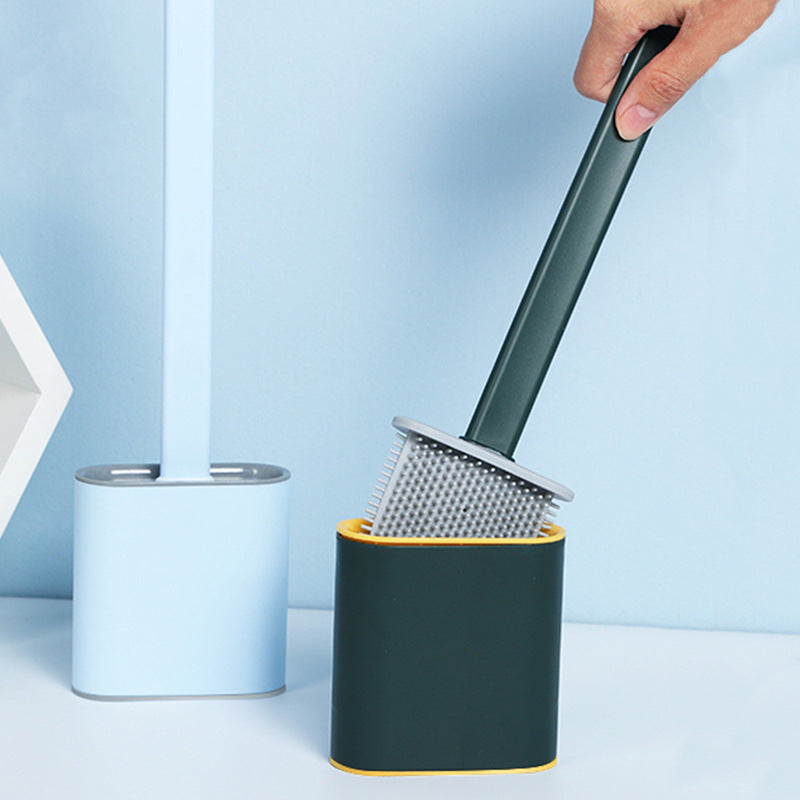 Creative Wall-Mounted Cracked Soft Glue Long Handle Imitation Silicone Toilet Brush Set Household Toilet Cleaning Brush