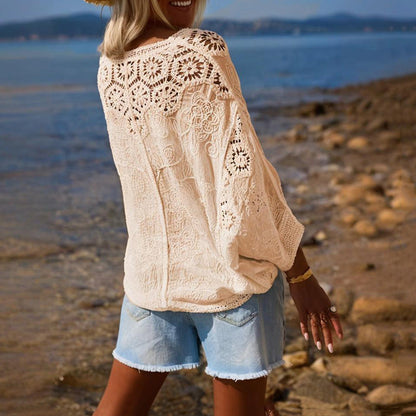Boho Lace V-Neck Cardigan FitiqueFit