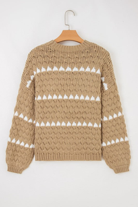 Colorblock Textured Knit Puff Sleeve Sweater Shop Style & More | Fresh Looks, Everyday Deals & Free Shipping