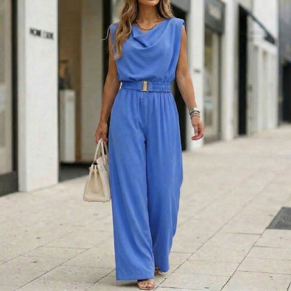 Women's Off-Shoulder Sleeveless Wide-Leg Jumpsuit – High Waist with Belt FitiqueFit
