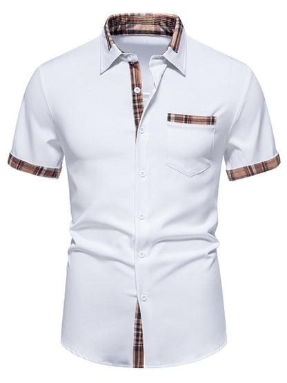 Men's Short Sleeve Plaid Trim Shirt New Era Fashion LLc