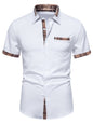 Men's Short Sleeve Plaid Trim Shirt New Era Fashion LLc