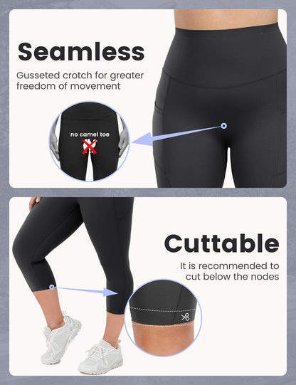 High-waisted cropped yoga pants with pockets FitiqueFit